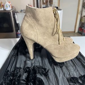 Beige INC booties never warn . Suede size 81/2